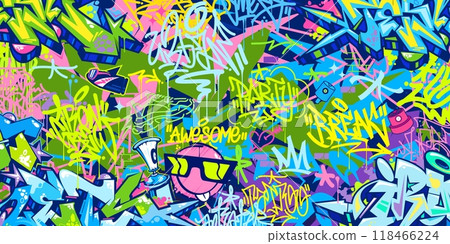 Cool Trendy Abstract Hip Hop Urban Street Art Graffiti Style Vector Illustration Background Banner Cool Trendy Abstract Hip Hop Urban Street Art Graffiti Style Vector Illustration Background Banner 118466224