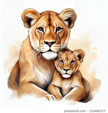 Lion cub and mother 118466357