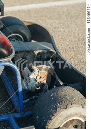 Brake disc smokes from overheating, go-kart racing 118466814