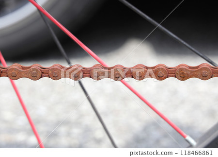 Rust on a bicycle chain Rust on a bicycle chain 118466861