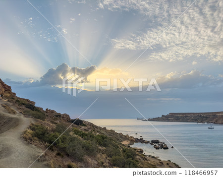 Qarraba Bay view point  at sunset, Malta 118466957