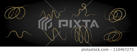Golden doodle abstract line. Hand drawn curly swishes Golden doodle abstract line. Hand drawn curly swishes 118467273