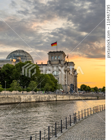 Parliament building Bundestag at sunset Parliament building Bundestag at sunset 118467295