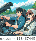Woman driving in the driver's seat of a car 118467445