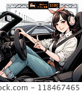 A girl riding a car 118467465