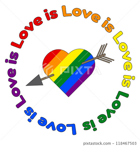 Love is Love LGBT Heart with Rainbow Arrow Love is Love LGBT Heart with Rainbow Arrow 118467503