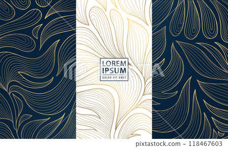Vector set of floral line luxury labels, art deco floral gold design ornaments. Wine, coffee, chocolate, perfume or jewelry package, vintage elegant borders. Vector set of floral line luxury labels, art deco floral gold design ornaments. Wine, coffee, chocolate, perfume or jewelry package, vintage elegant borders. 118467603