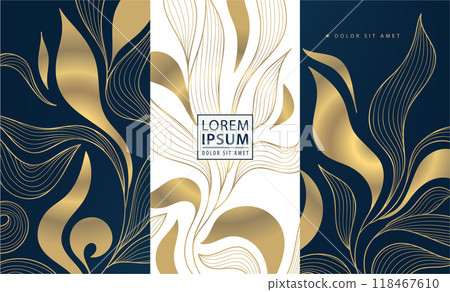 Vector set of floral line luxury labels, art deco floral gold design ornaments. Wine, coffee, chocolate, perfume or jewelry package, vintage elegant borders. Vector set of floral line luxury labels, art deco floral gold design ornaments. Wine, coffee, chocolate, perfume or jewelry package, vintage elegant borders. 118467610