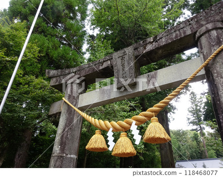 Shirakawa Yoshimi Shrine Torii Gate at Shirakawa River Source 118468077