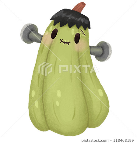 Halloween pumpkin wearing Frankenstein costume Halloween pumpkin wearing Frankenstein costume 118468199