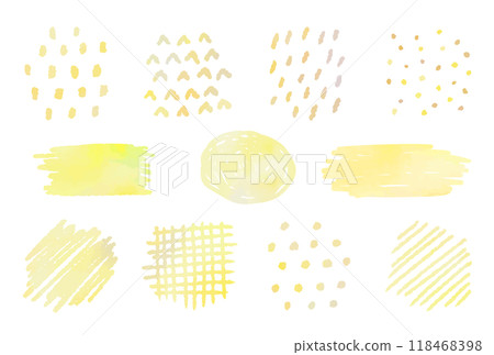 黃色手繪圖案集（水彩風格向量） 118468398