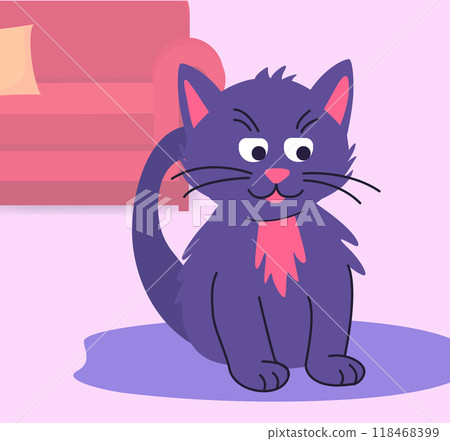 Cute cat is Sits in warm room. Concept of cozy home. 118468399