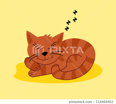 Happy Cute cat is sitting at home. A cozy rug. 118468402