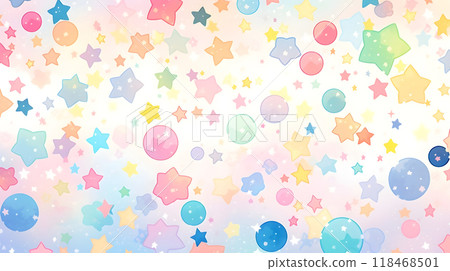 A fairytale-like and cute colorful star pattern illustration background 118468501
