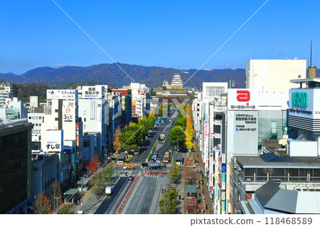 [Hyogo Prefecture] Himeji Castle and Otemae Street on a clear day 118468589