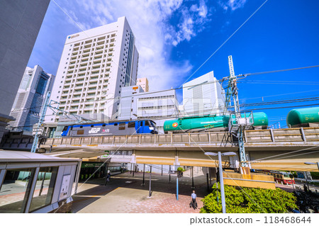 Yokohama cityscape in September, Japan. View of Sakuragicho Station's New South Exit, Yokohama City Hall, electric locomotives, etc. = September 18, 2024 Yokohama cityscape in September, Japan. View of Sakuragicho Station's New South Exit, Yokohama City Hall, electric locomotives, etc. = September 18, 2024 118468644