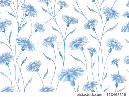Vintage soft blue floral seamless pattern Vintage soft blue floral seamless pattern 118468836