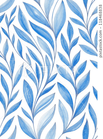 Vintage soft blue nature seamless pattern with leaves Vintage soft blue nature seamless pattern with leaves 118468838