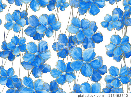 Vintage Bright blue floral seamless pattern Vintage Bright blue floral seamless pattern 118468840