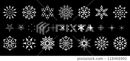 Snowflakes icon collection. Graphic modern black and white ornament. 118468992
