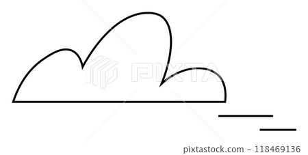 Single-line cloud. Ideal for weather apps, simple design, minimalist art, vector graphics, and educational materials. Minimalist, clean, vector style. 118469136