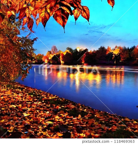 Reflection of autumn leaves 118469363