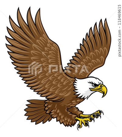 Bald Eagle Mascot Bird Wings Spread Flying Bald Eagle Mascot Bird Wings Spread Flying 118469615