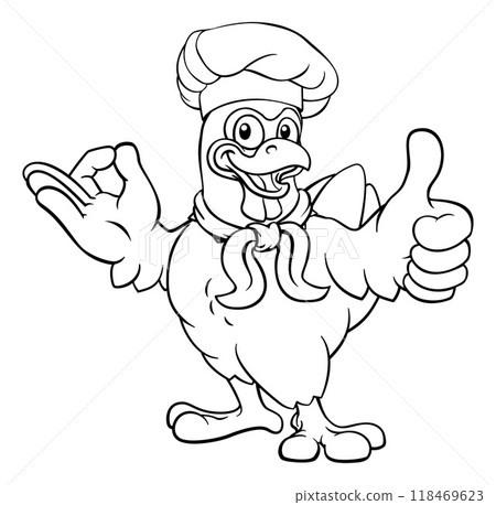 Chicken Chef Cartoon Rooster Cockerel Bird Mascot Chicken Chef Cartoon Rooster Cockerel Bird Mascot 118469623