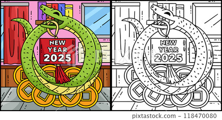 Year of the Snake Coins New Year 2025 Illustration 118470080
