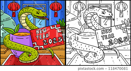 Year of the Snake New Year 2025 Illustration Year of the Snake New Year 2025 Illustration 118470081