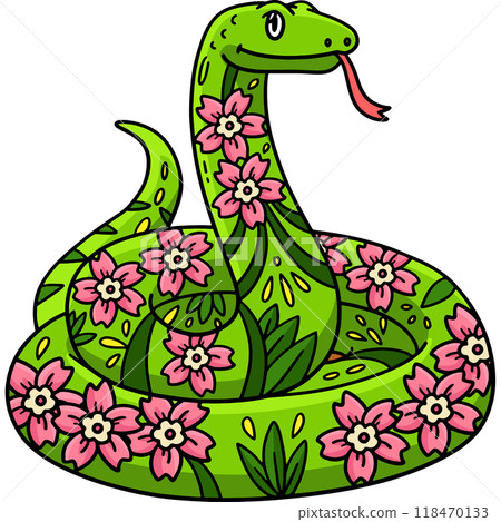 Year of the Snake with Pattern Cartoon Clipart 118470133