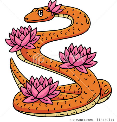 Year of the Snake and Lotus Flowers Clipart Year of the Snake and Lotus Flowers Clipart 118470144