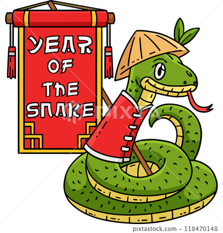 Year of the Snake Banner Cartoon Colored Clipart Year of the Snake Banner Cartoon Colored Clipart 118470148