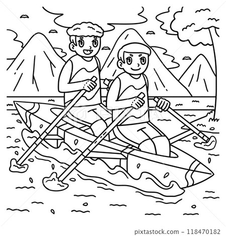 Rowing Pair Oarsmen Coloring Page for Kids Rowing Pair Oarsmen Coloring Page for Kids 118470182