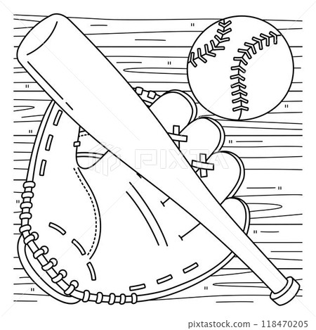 Baseball Equipment Coloring Page for Kids Baseball Equipment Coloring Page for Kids 118470205