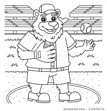 Baseball Mascot Coloring Page for Kids 118470214