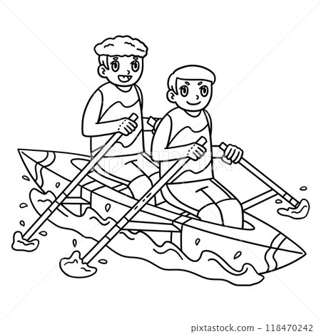 Rowing Pair Oarsmen Isolated Coloring Page Rowing Pair Oarsmen Isolated Coloring Page 118470242
