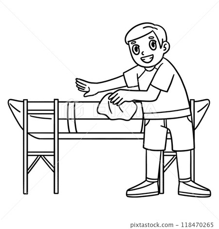 Rowing Oarsman Cleaning Boat Isolated Coloring Rowing Oarsman Cleaning Boat Isolated Coloring 118470265
