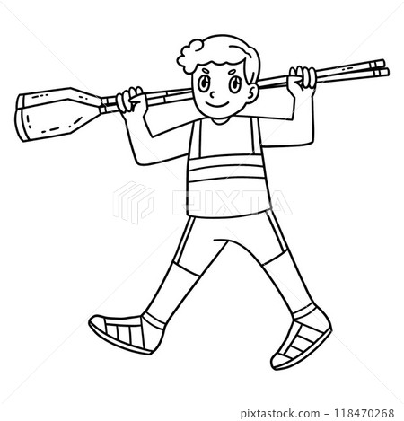 Rowing Oarsman Carrying Oars Isolated Coloring Rowing Oarsman Carrying Oars Isolated Coloring 118470268
