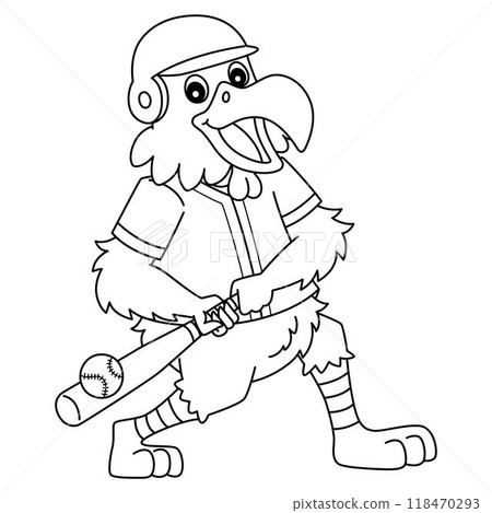 Baseball Batter Mascot Isolated Coloring Page 118470293