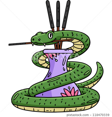 Year of the Snake and Incense Cartoon Clipart Year of the Snake and Incense Cartoon Clipart 118470339