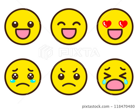 Simple yellow face icon illustration material set of emotions 118470480