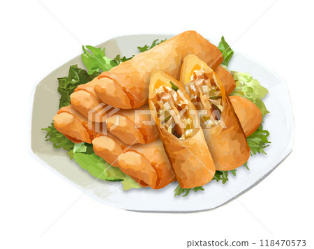 Spring rolls (6 pieces and cut) Spring rolls (6 pieces and cut) 118470573