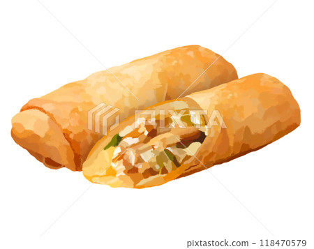 Spring rolls (1 and a half) no plate 118470579