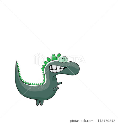 vector funny cartoon cute green monster dinosaur isolated on white background. Vector funny green mascot dragon. Hand drawn Dino logo design template vector funny cartoon cute green monster dinosaur isolated on white background. Vector funny green mascot dragon. Hand drawn Dino logo design template 118470852