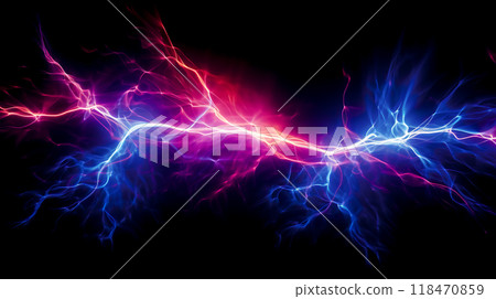 Beautiful glowing red and blue lightning background Beautiful glowing red and blue lightning background 118470859