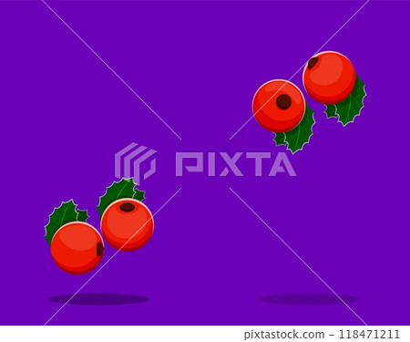 Quote mark, merry Christmas font, xmas alphabet symbol, cartoon winter holiday type or typeface glyph as bright red holly berries and leaves. Vector abc punctuation sign for celebrating festive spirit 118471211