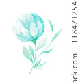 Isolated softness teal colored floral design element 118471254