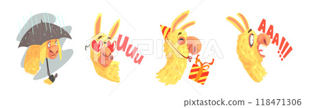 Cute Llama Character Head Emotion and Pose Vector Set Cute Llama Character Head Emotion and Pose Vector Set 118471306