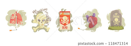 Harmful Habit and Bad Toxic Addiction Object Vector Set 118471314